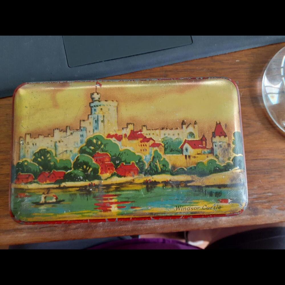 1950s European, Harry Vincent Blue bird toffee TIN metal candy box